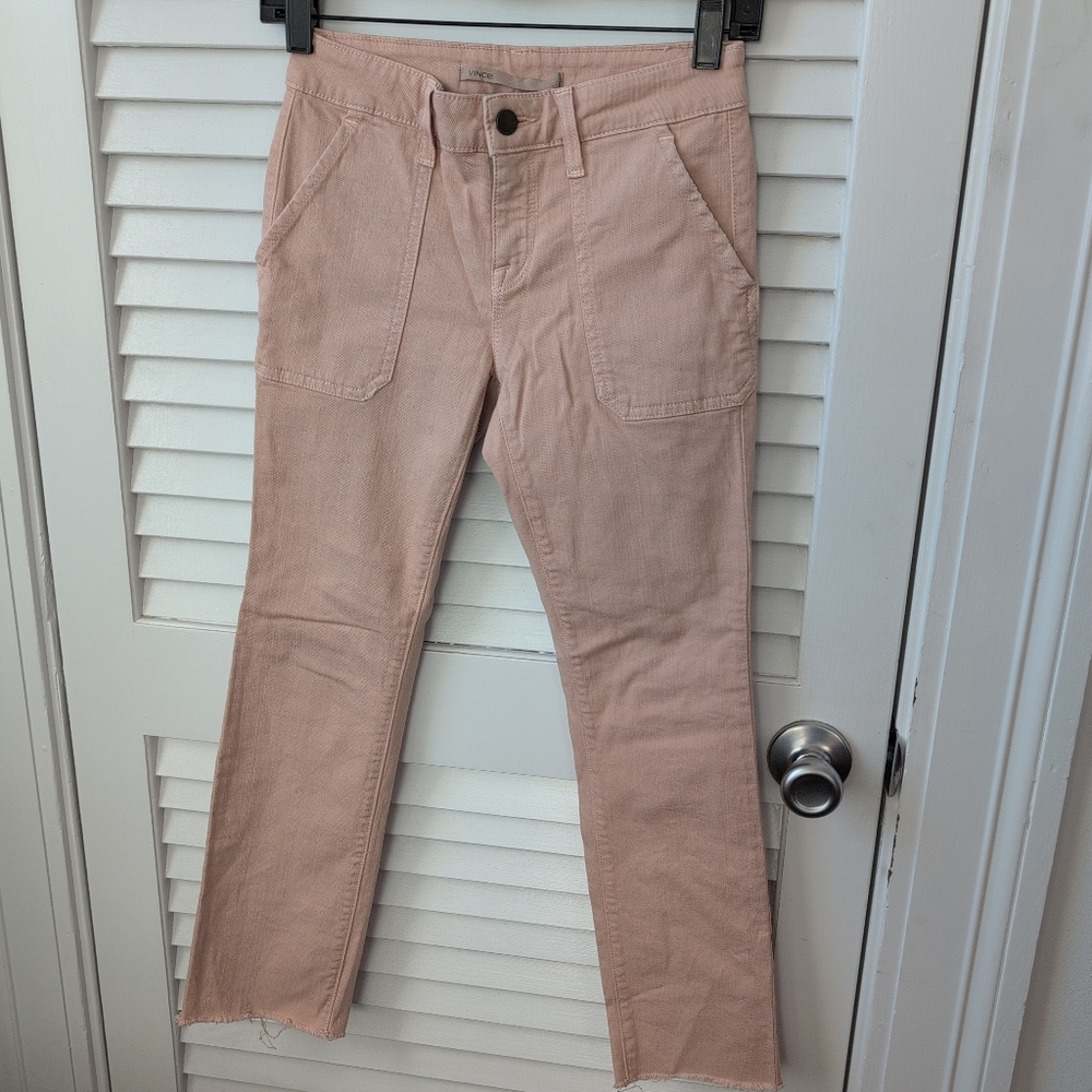 VINCE Hollie stretch denim pants in almond peachy beige. Size 25.